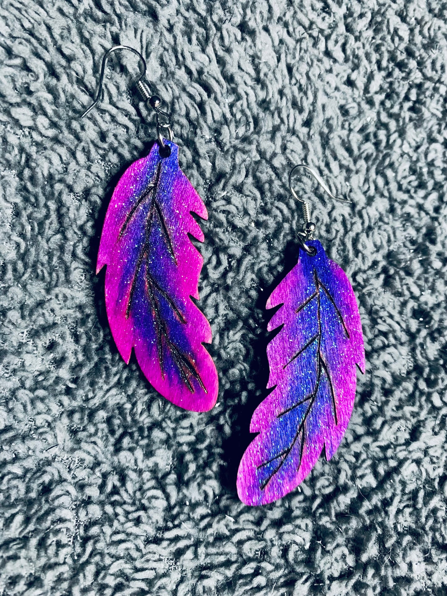 Wood Feather Earrings - MixMatched Creations