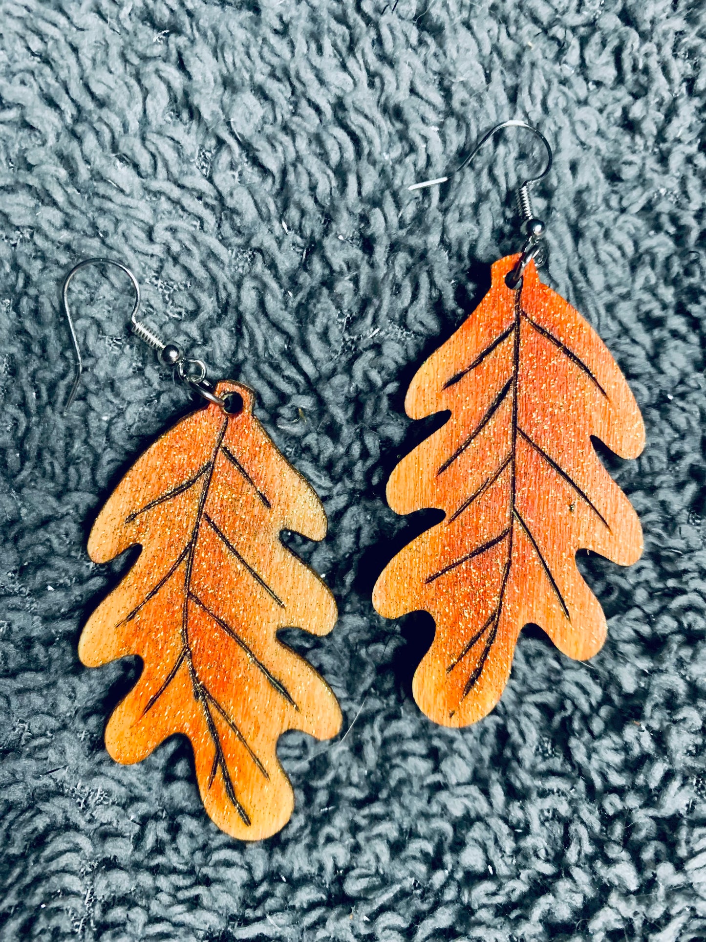 Wood Autumn Fall Leaf Earrings - MixMatched Creations