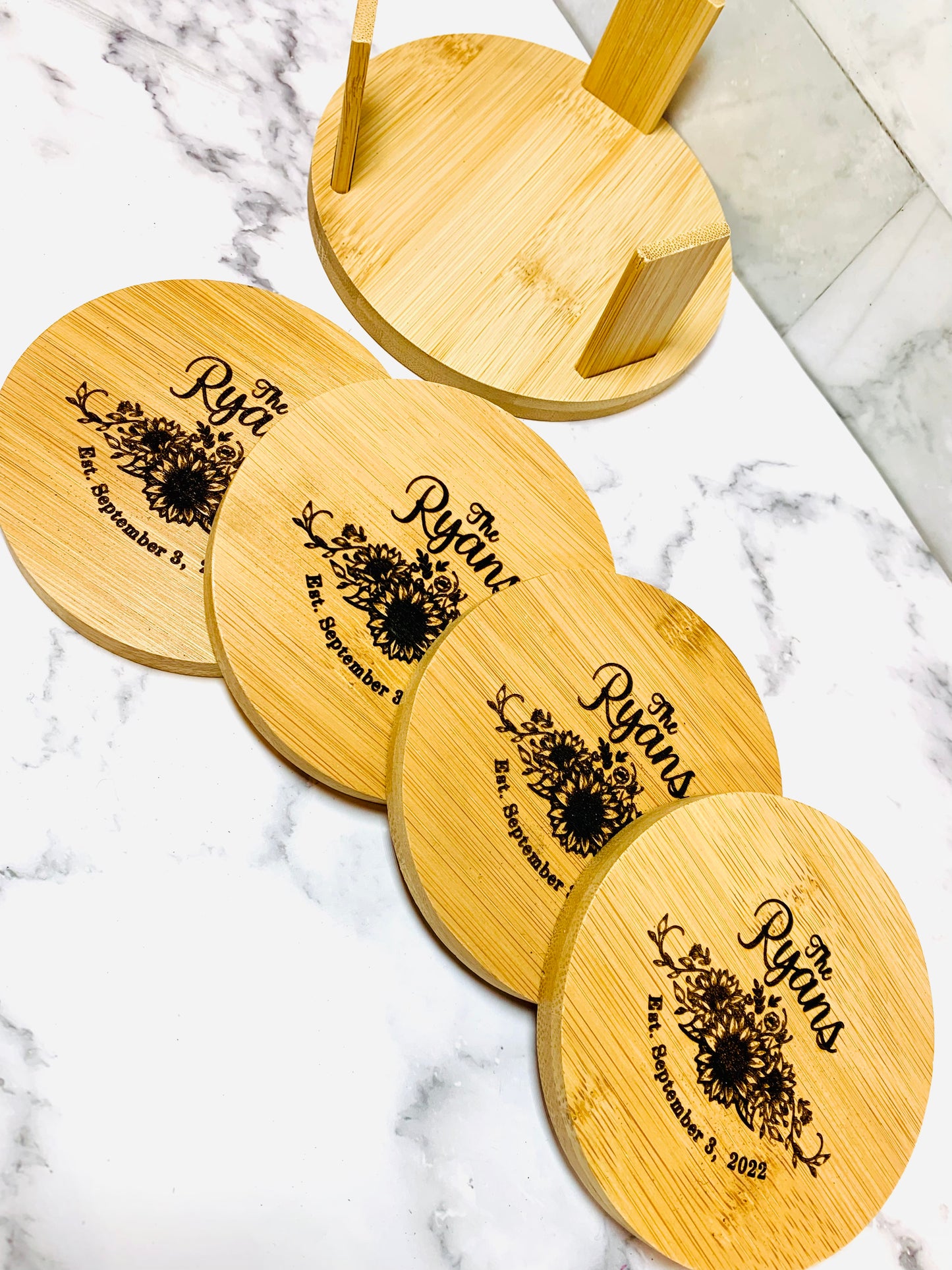 Sunflower Cutting Board & Coaster Set