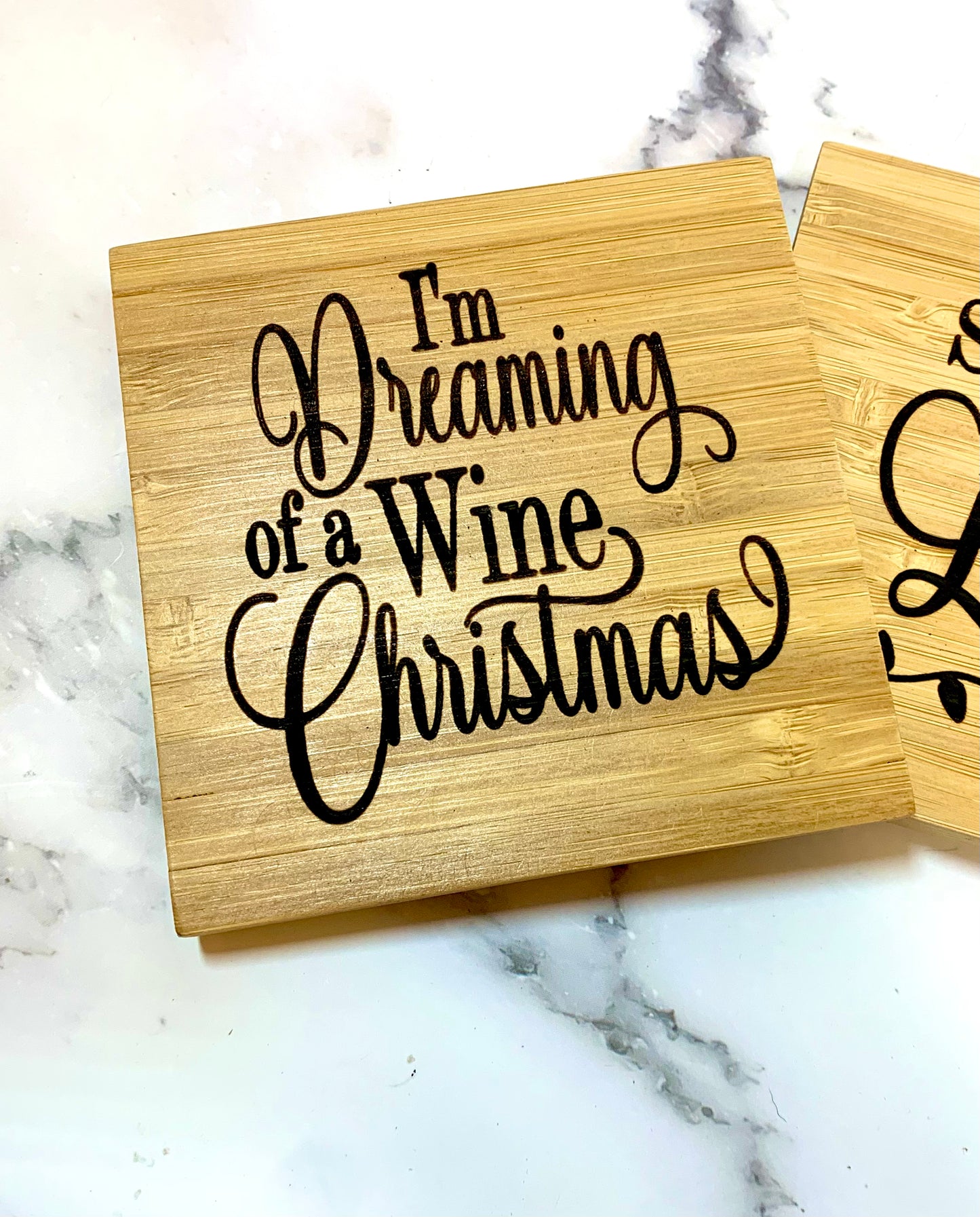 Christmas Wine Bamboo Coaster Set