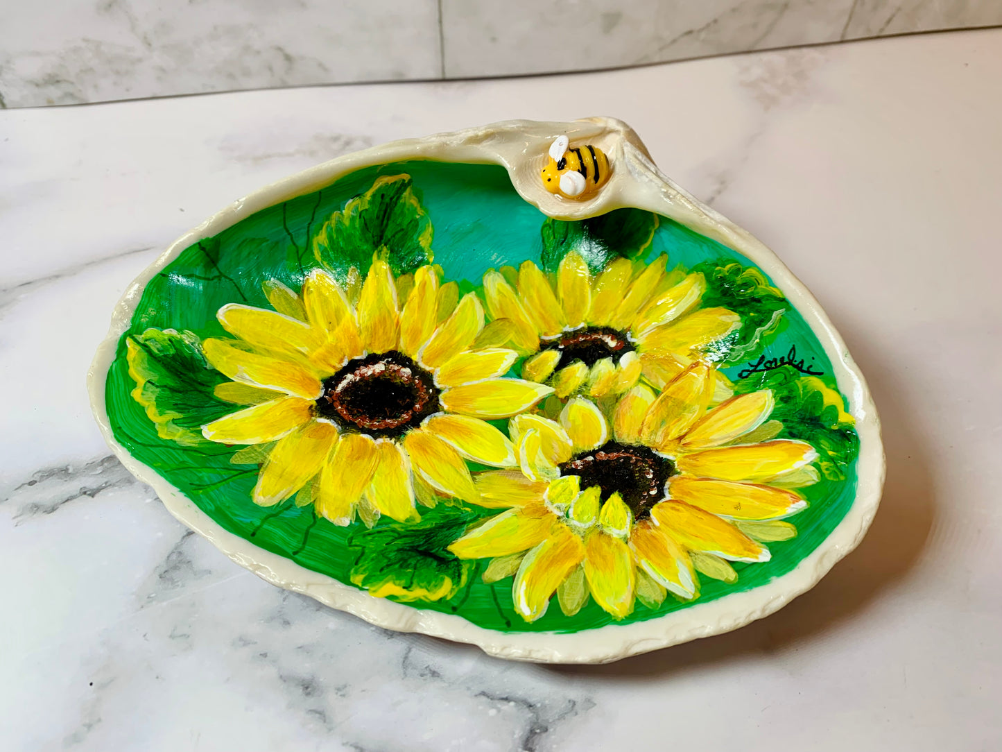 Sunflower Hand Painted Seashell - MixMatched Creations