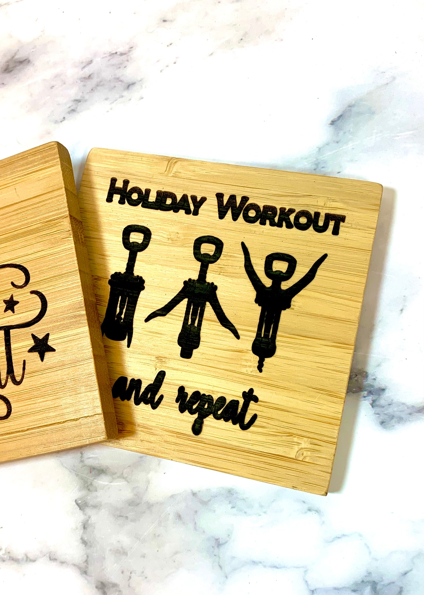 Christmas Wine Bamboo Coaster Set