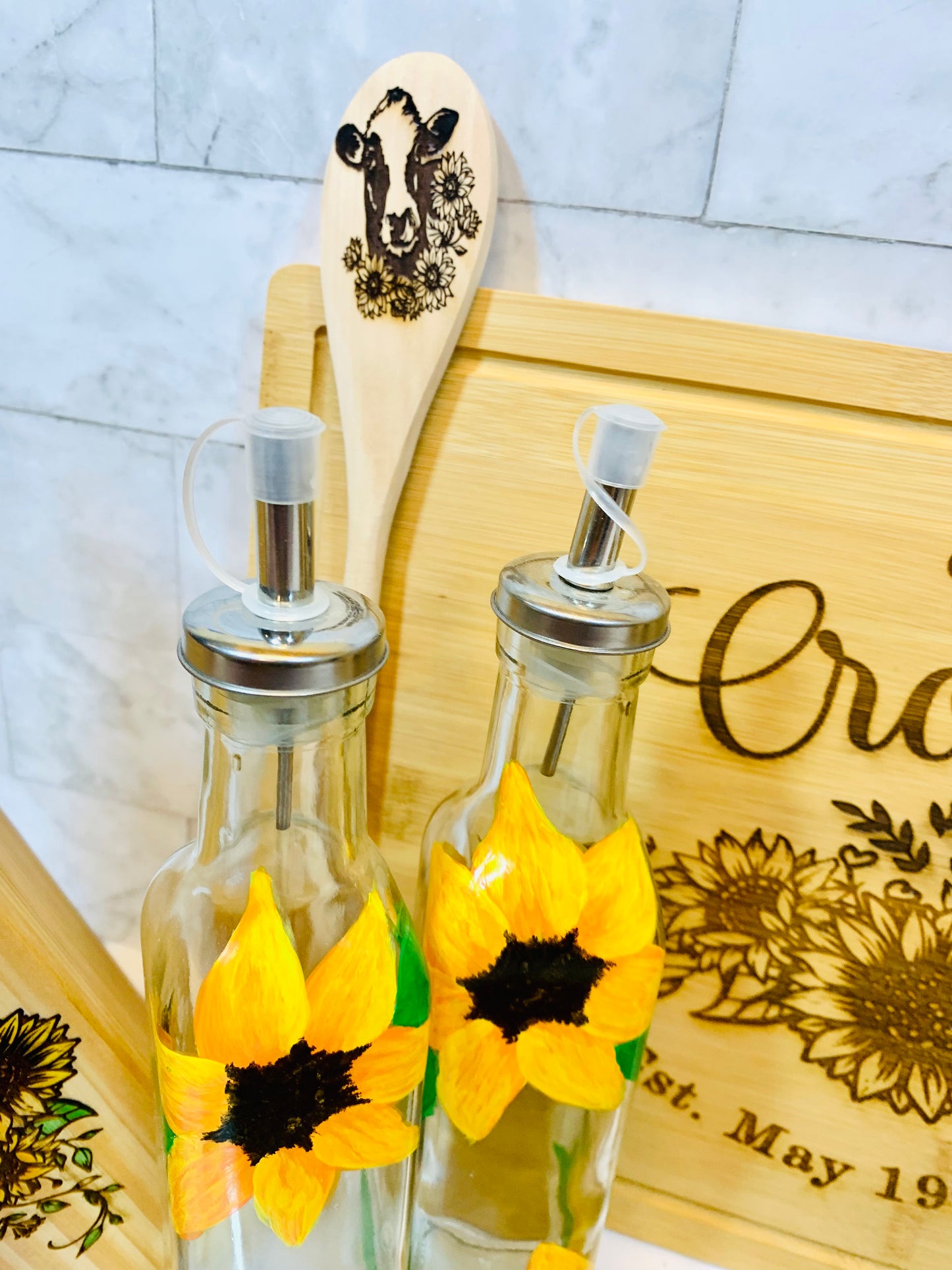 Sunflower Kitchen Set Personalized Wedding Gift - MixMatched Creations