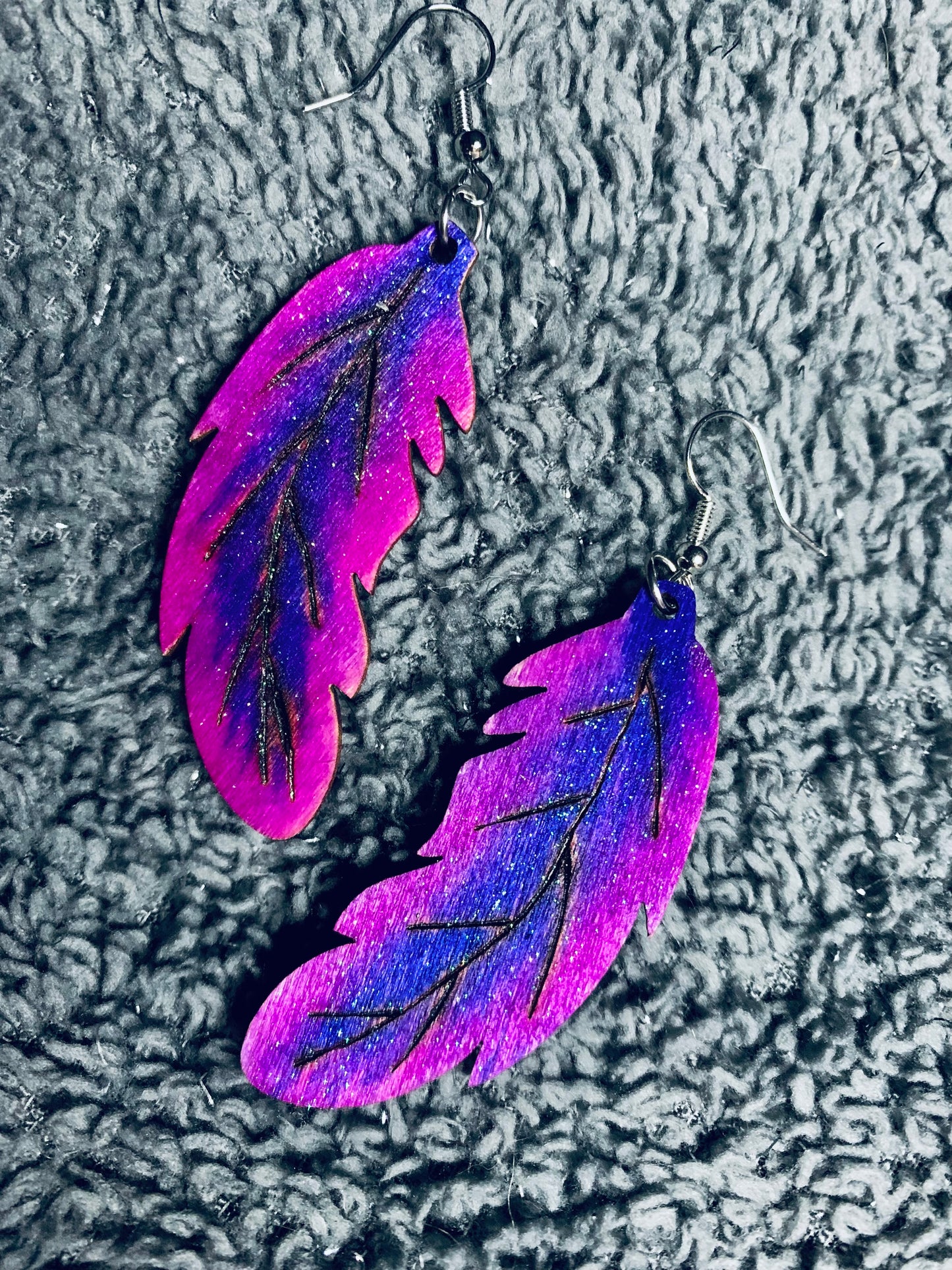 Wood Feather Earrings - MixMatched Creations