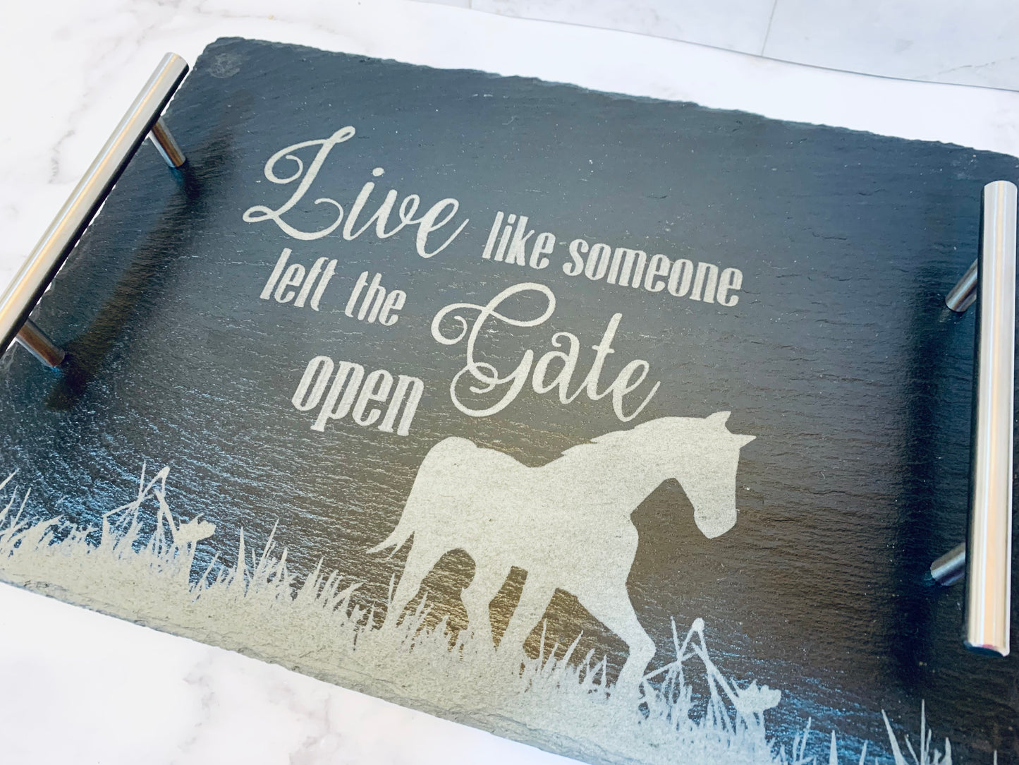 Live Like Someone Left The Gate Open Slate Tray - MixMatched Creations