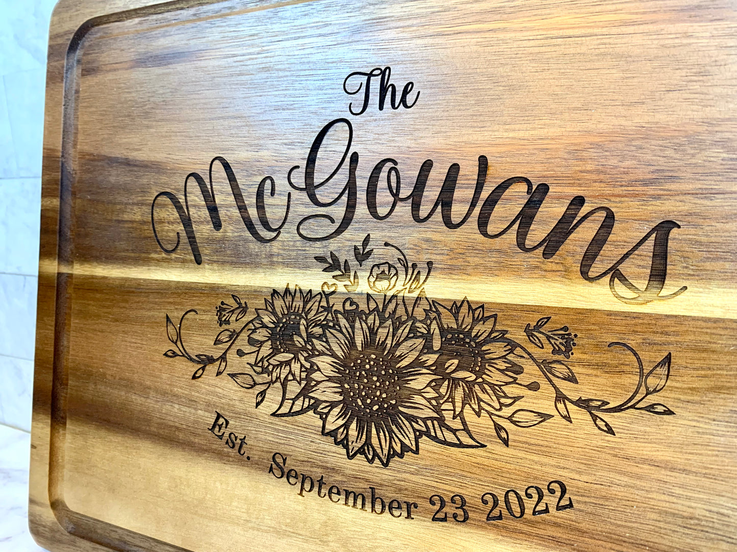 Sunflower Personalized Wedding Cutting Board
