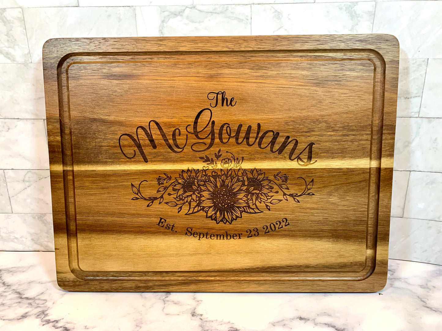Sunflower Personalized Wedding Cutting Board