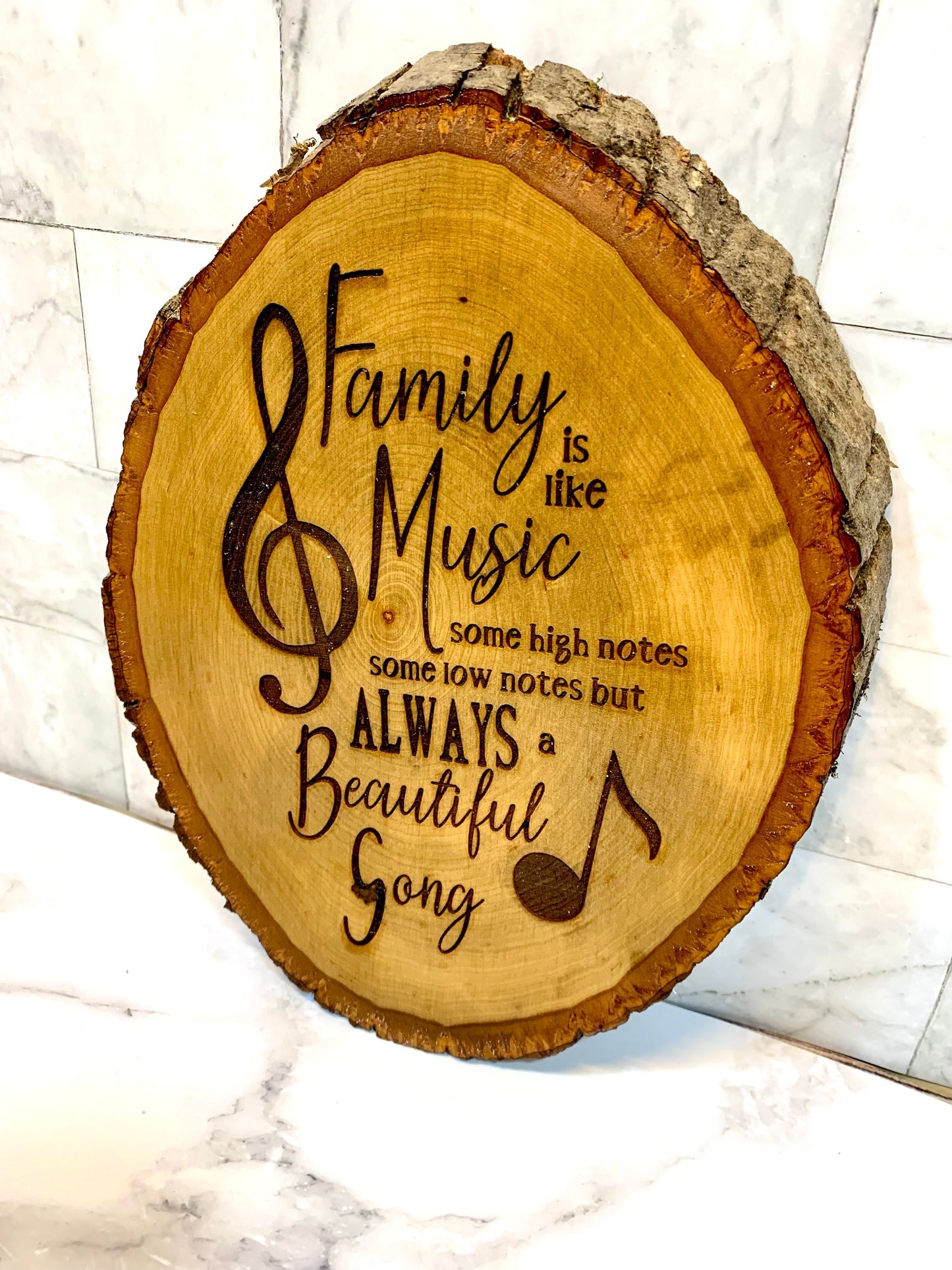 Family Is Like Music You Have Some High Notes And Some Low Notes But It’s Always A Beautiful Song Live Edge Wooden Sign - MixMatched Creations