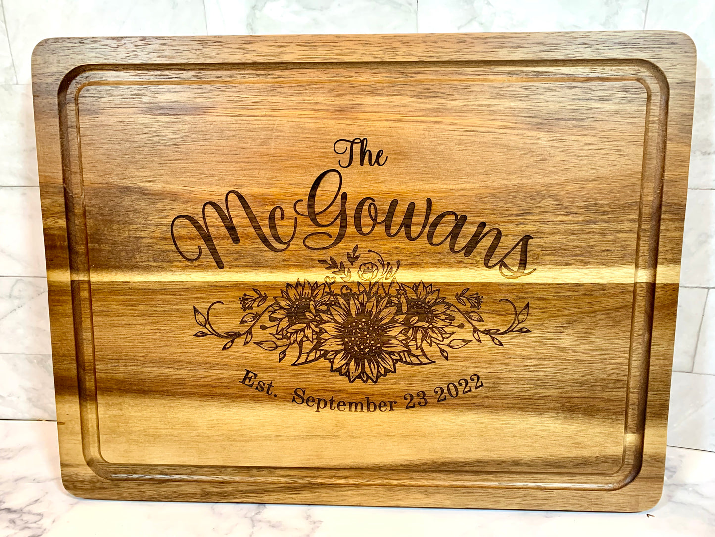 Sunflower Personalized Wedding Cutting Board