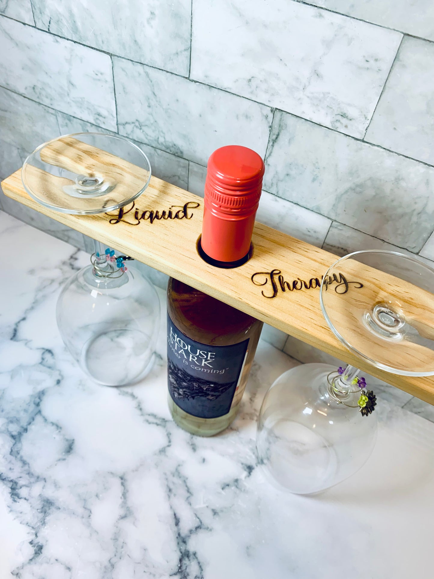 Liquid Therapy Wine Bottle/Glass Holder - MixMatched Creations