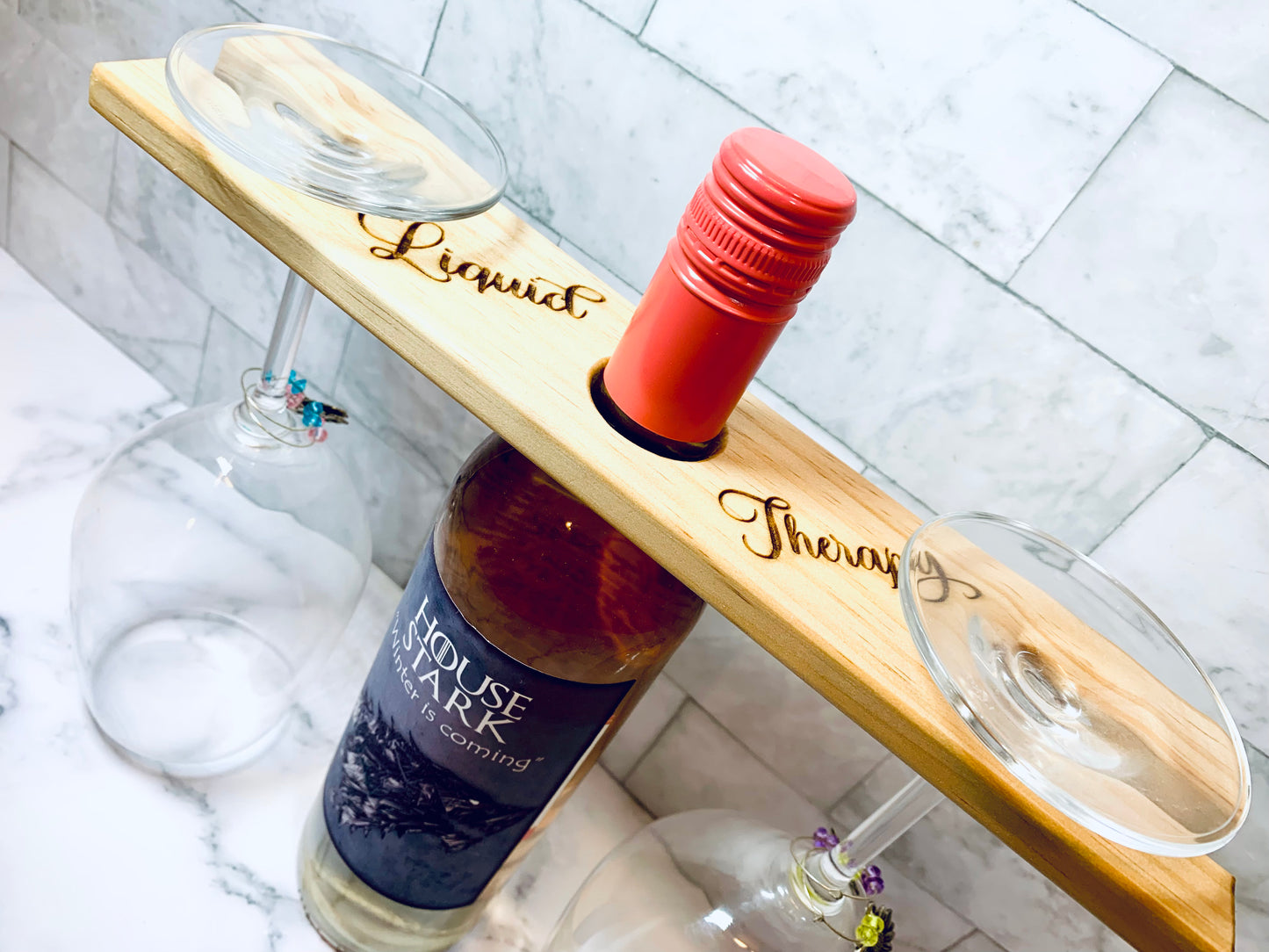 Liquid Therapy Wine Bottle/Glass Holder - MixMatched Creations