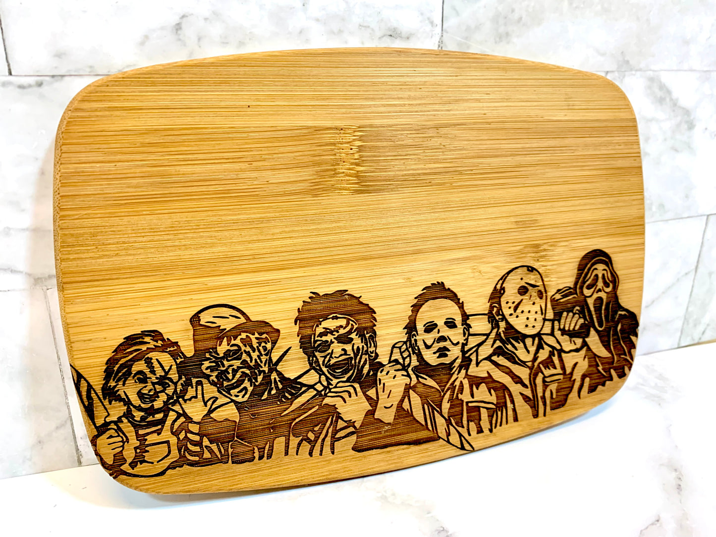 Horror Characters/Michael Myers/Jason Voorhes/Chucky/Freddy Kruger/Scream/Leather Face Cutting Board - MixMatched Creations