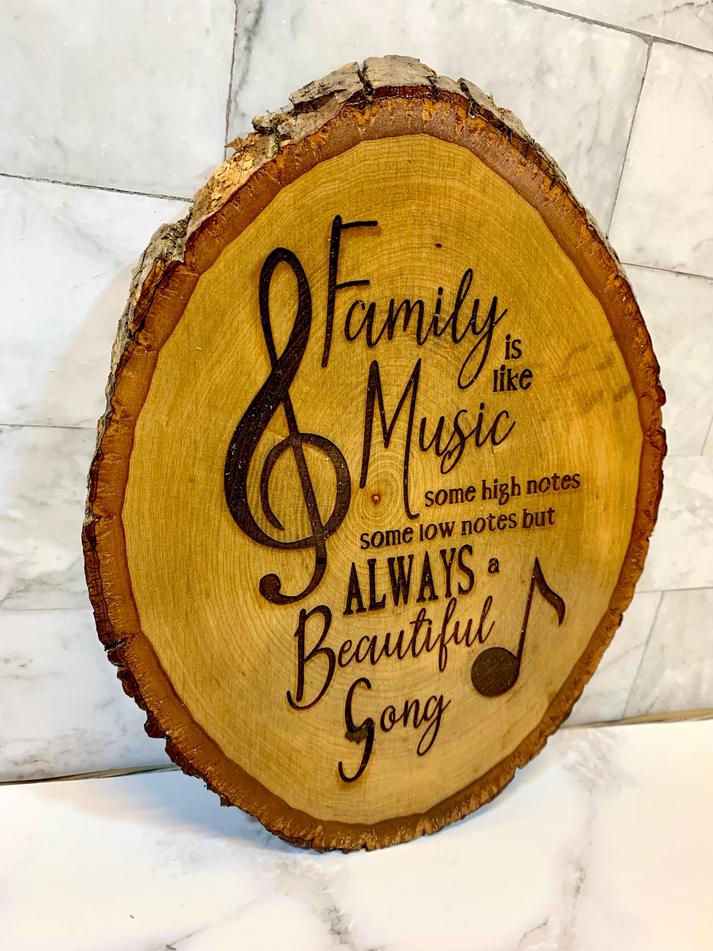 Family Is Like Music You Have Some High Notes And Some Low Notes But It’s Always A Beautiful Song Live Edge Wooden Sign - MixMatched Creations