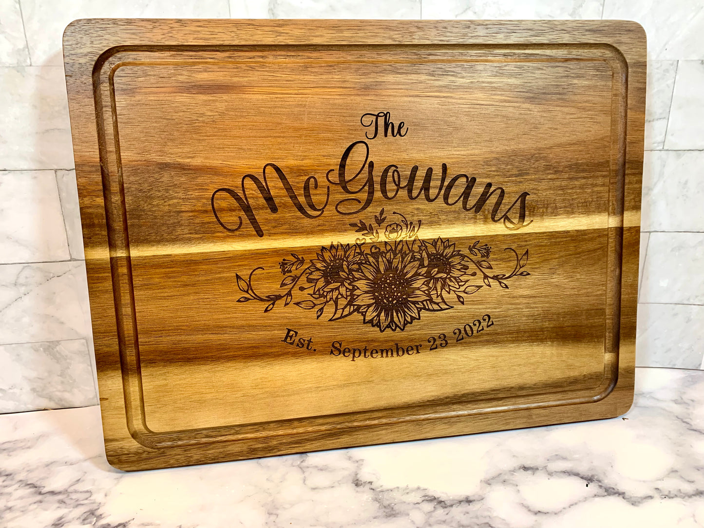 Sunflower Personalized Wedding Cutting Board