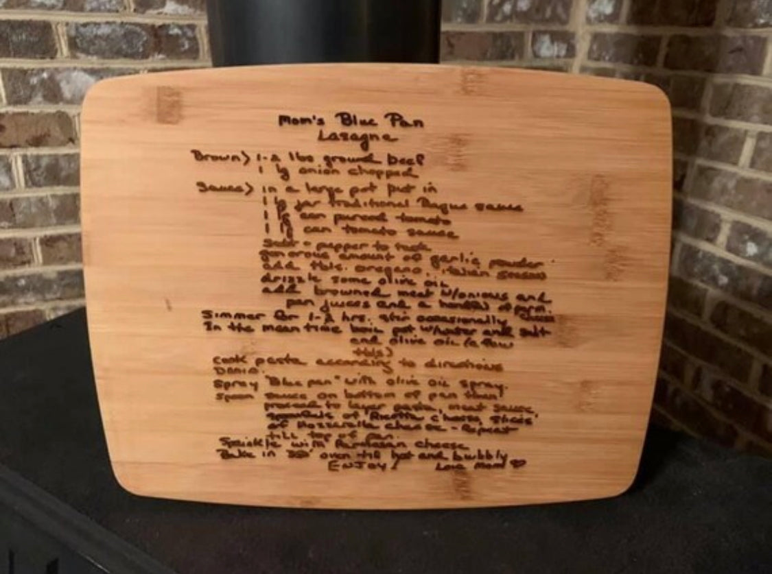 Hand Written Recipe Cutting Board
