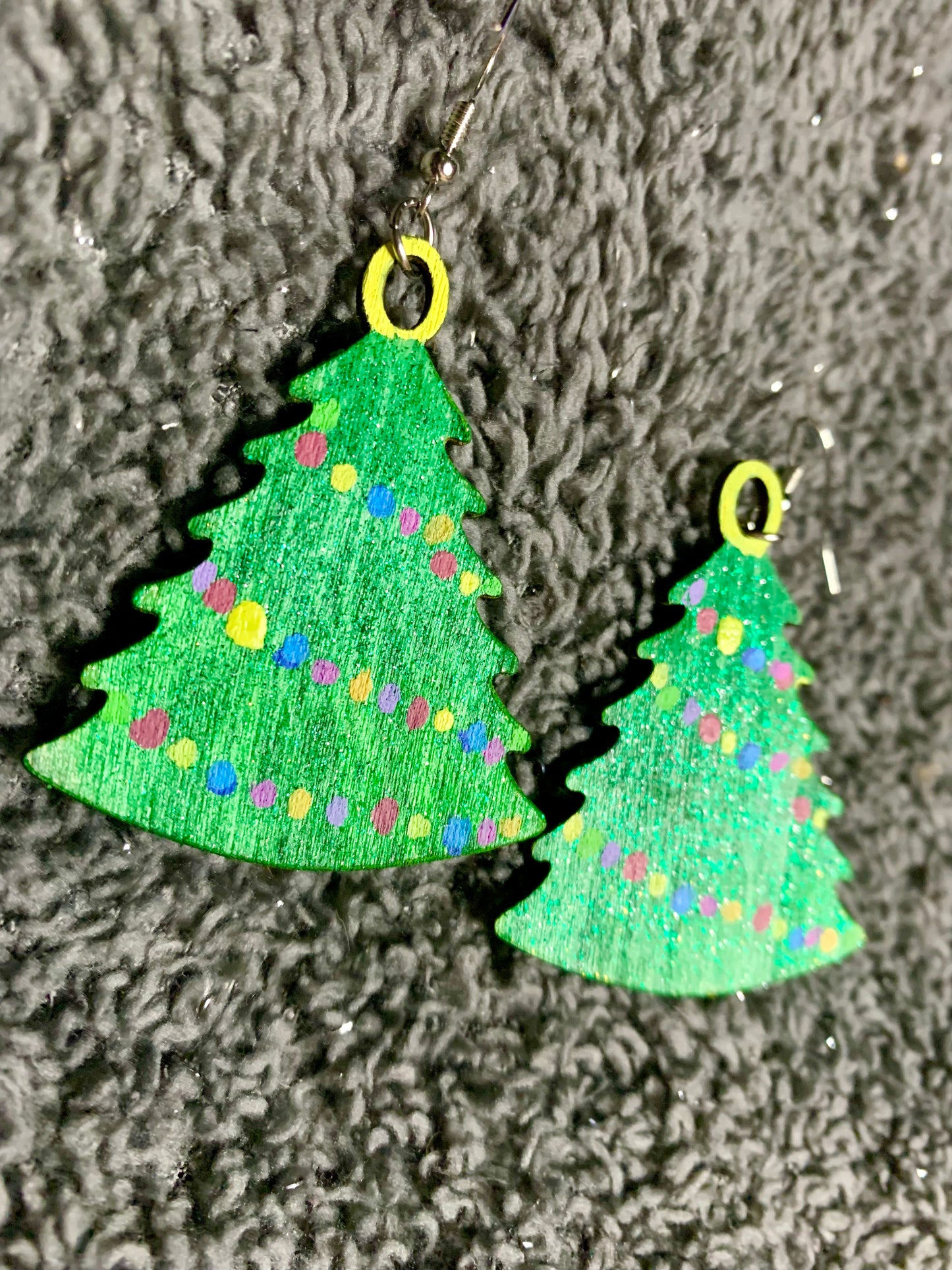 Wood Christmas Earrings