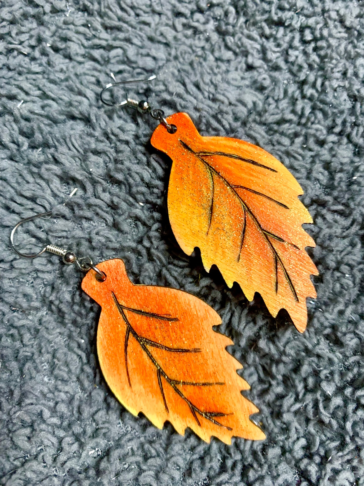 Wood Autumn Fall Leaf Earrings - MixMatched Creations