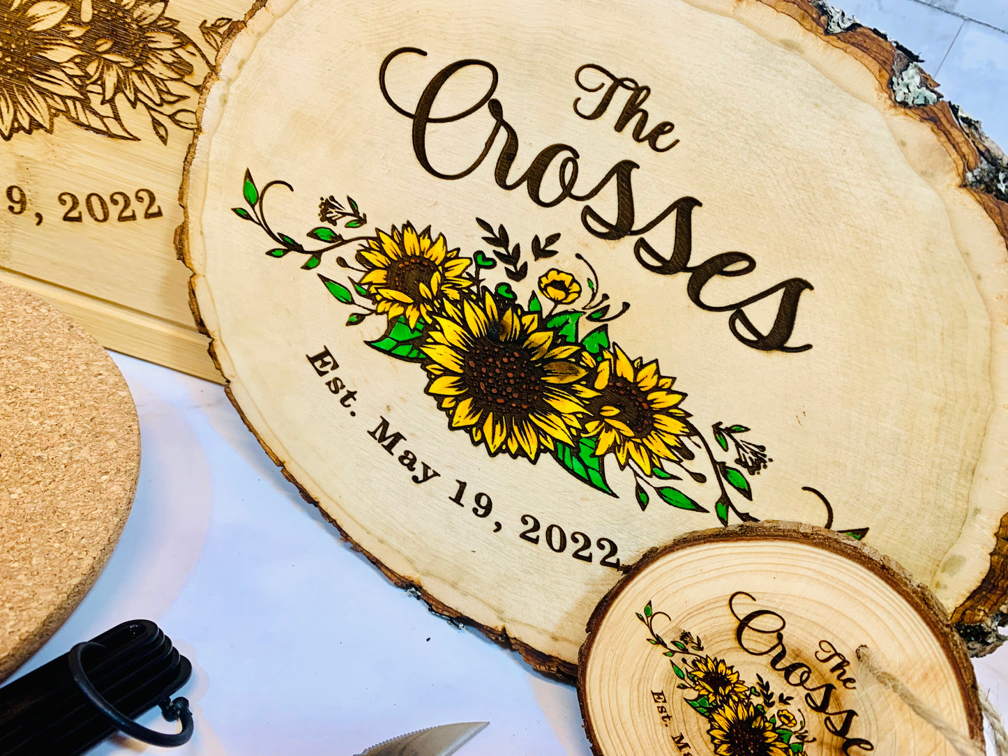Sunflower Kitchen Set Personalized Wedding Gift - MixMatched Creations
