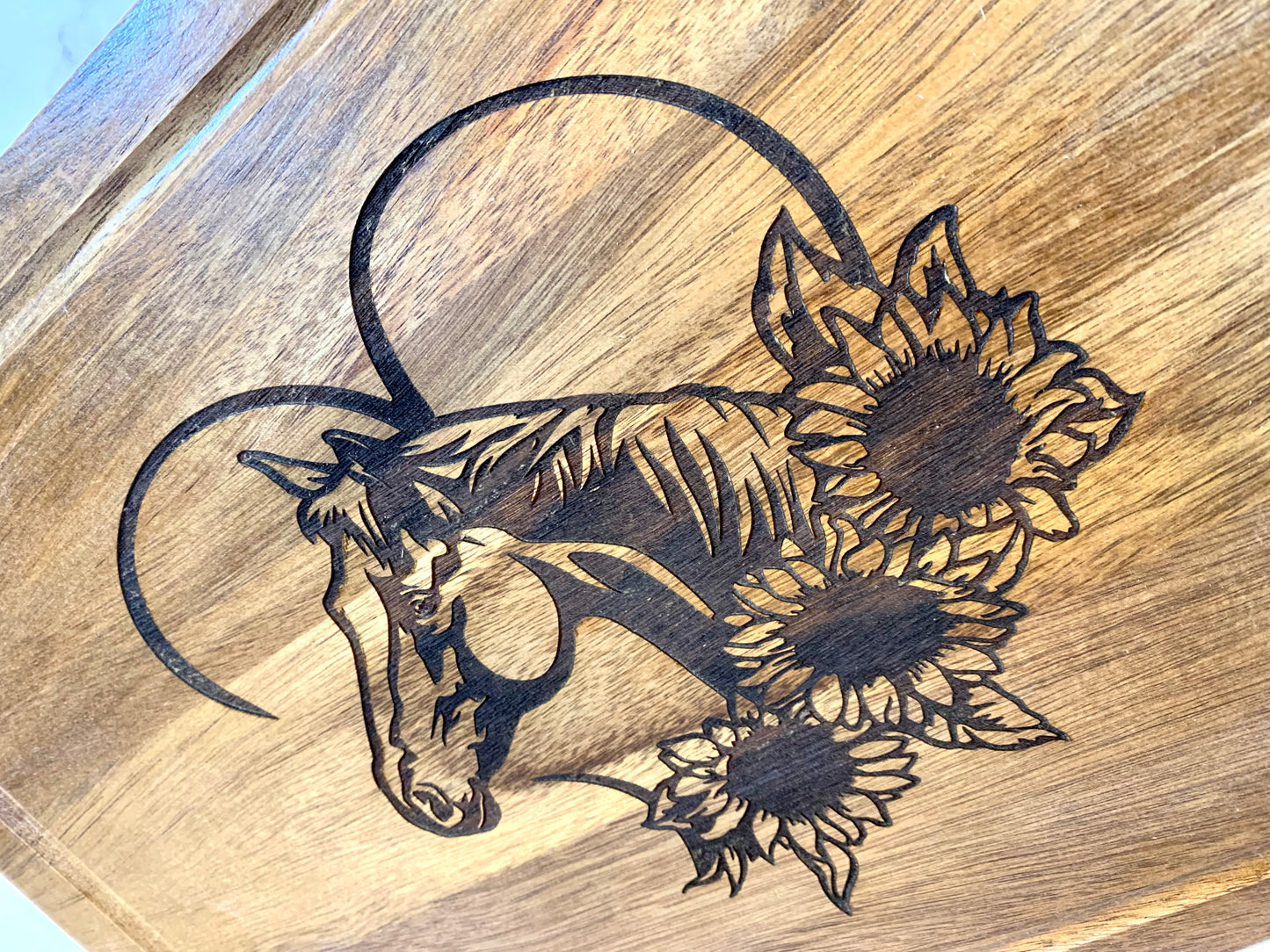 Horse & Sunflower Cutting Board