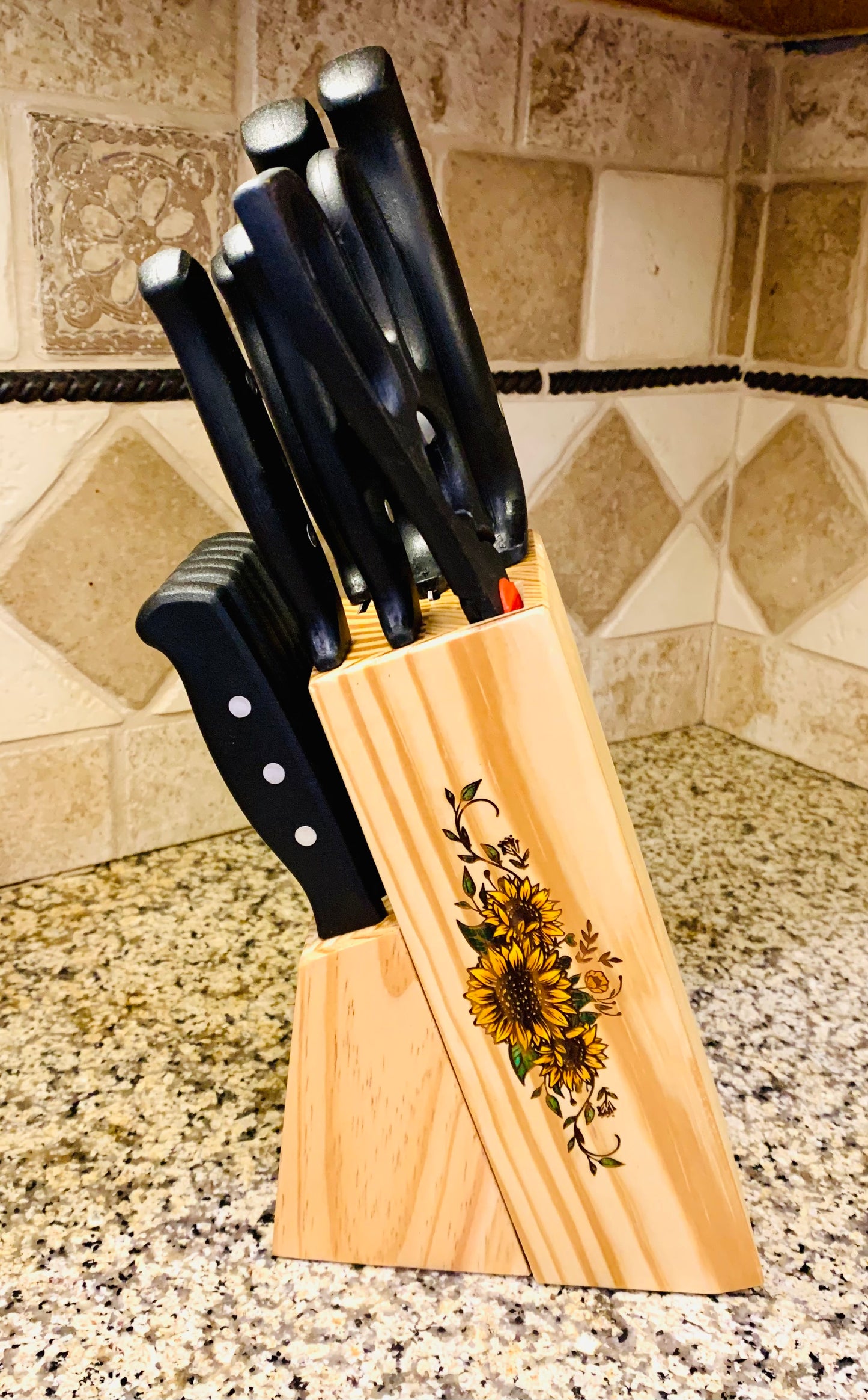 Sunflower Knife Block And Accessories - MixMatched Creations