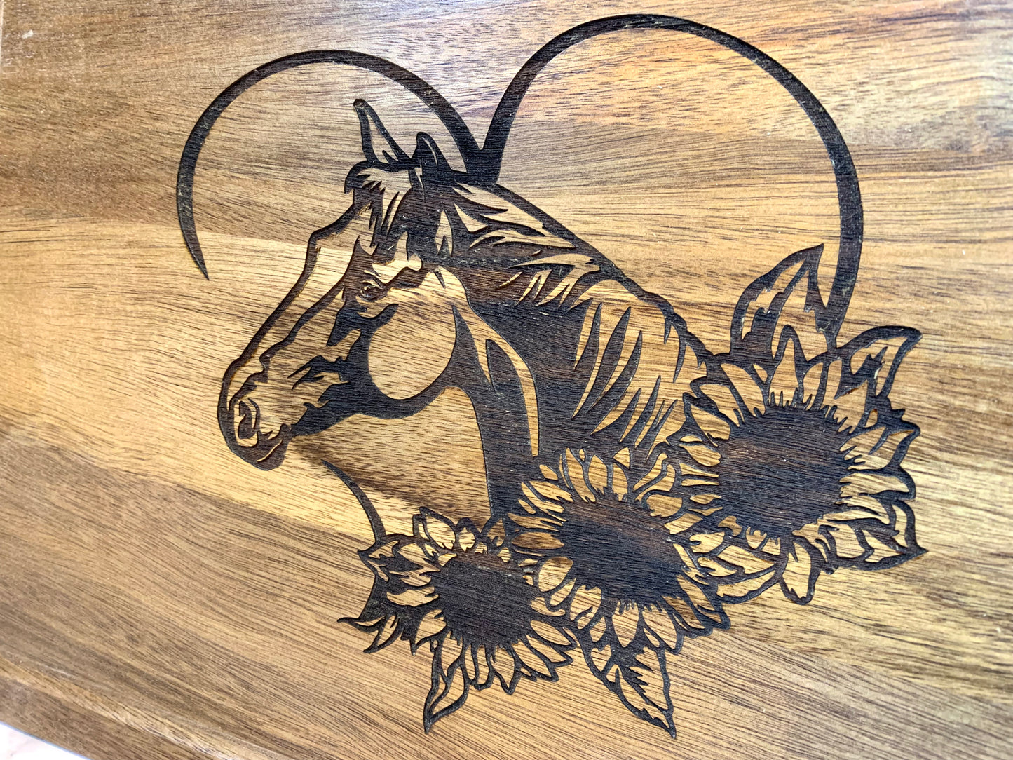 Horse & Sunflower Cutting Board