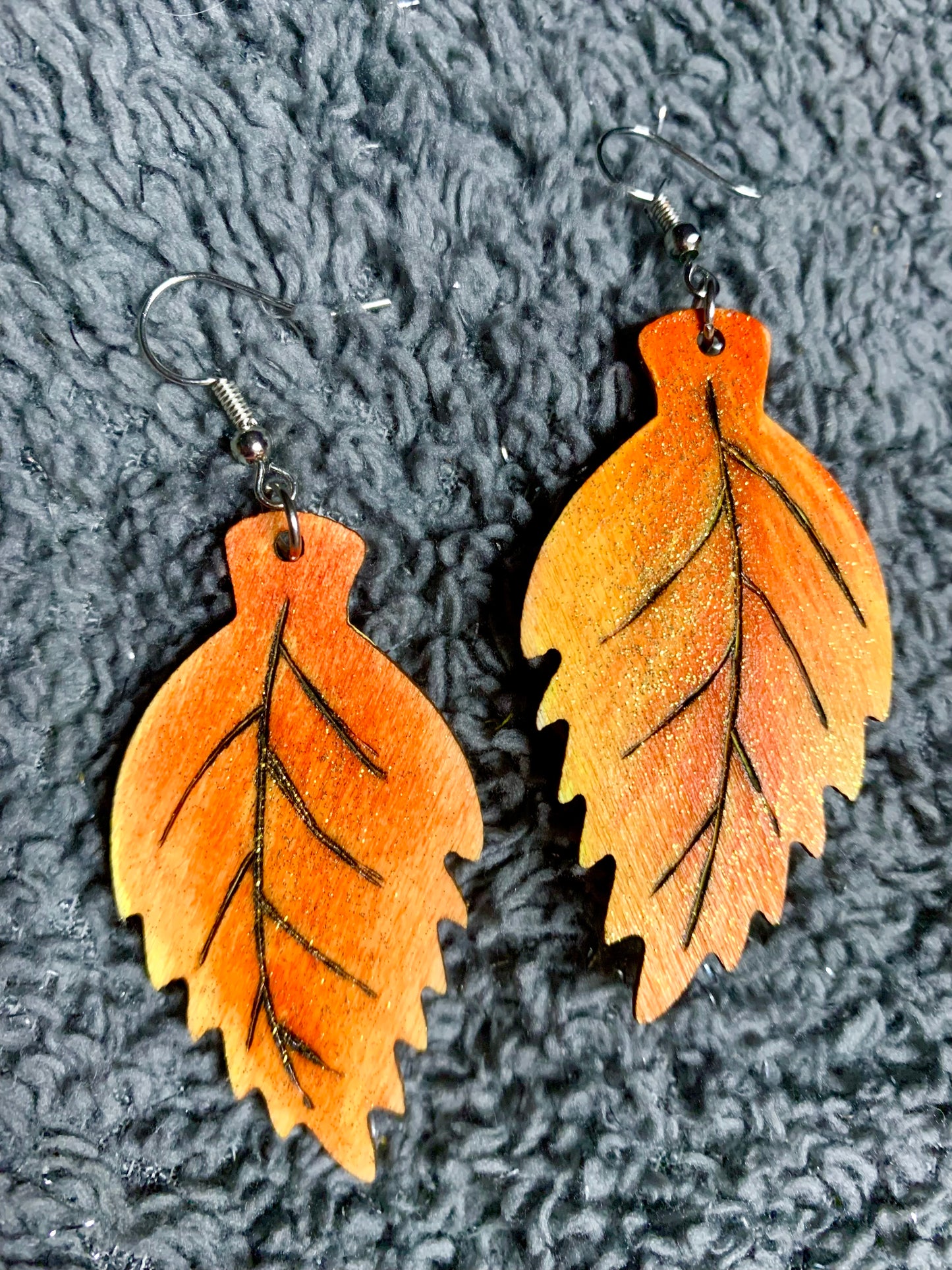 Wood Autumn Fall Leaf Earrings - MixMatched Creations