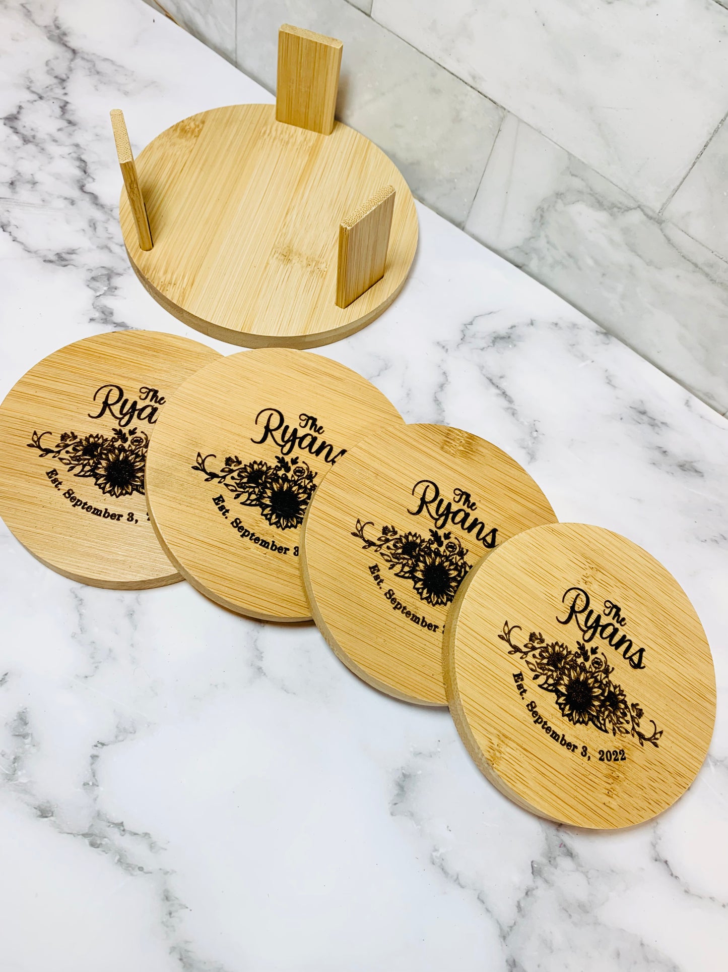 Sunflower Cutting Board & Coaster Set
