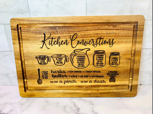 Kitchen Conversations Cutting Board | Bamboo Serving Tray | Engraved Kitchen Gift | Hostess Gift | Housewarming Gift | Party Snack Board
