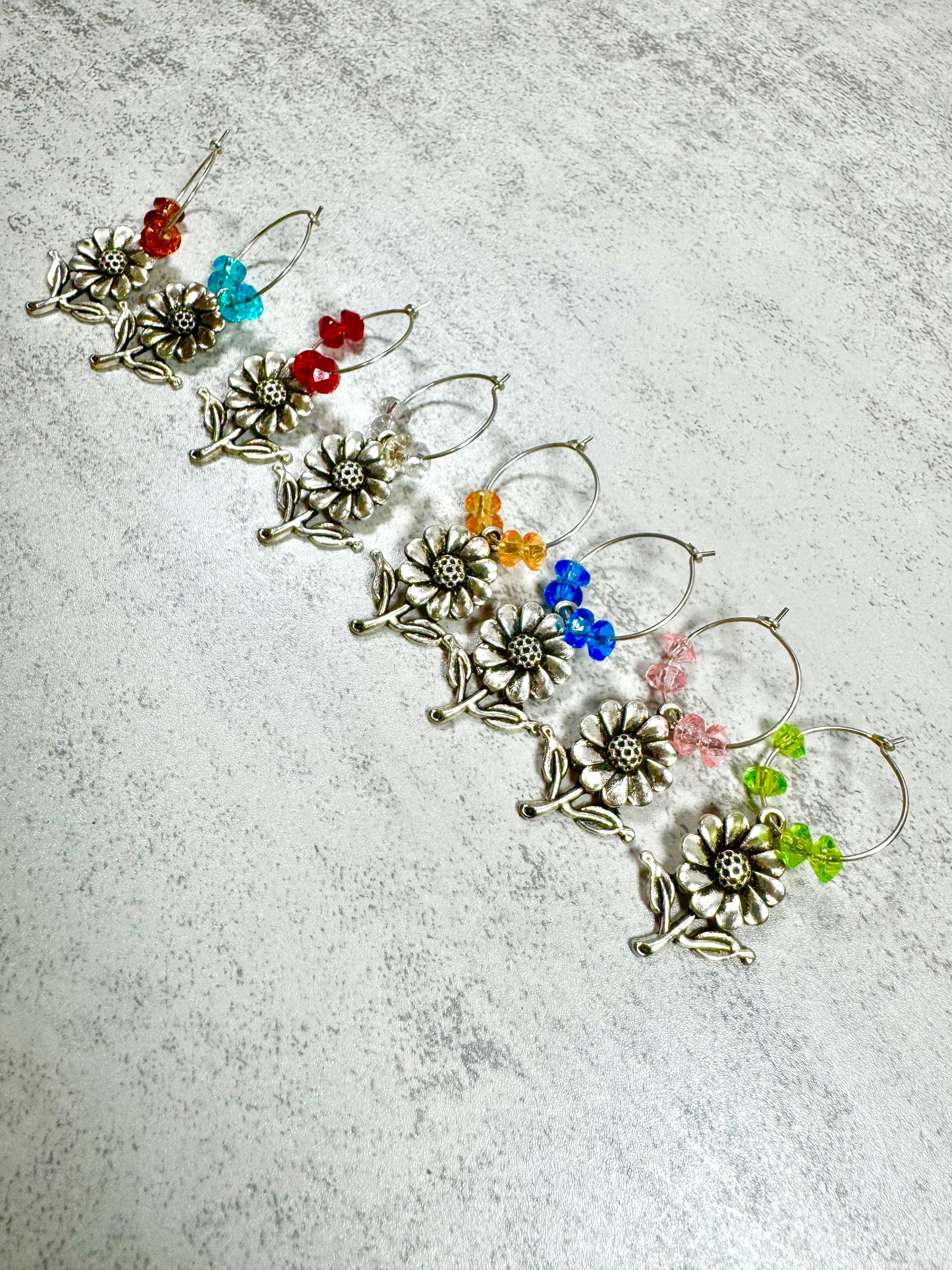 Sunflower Wine Glass Charms – Rustic Drink Markers for Parties, Weddings & Gifts
