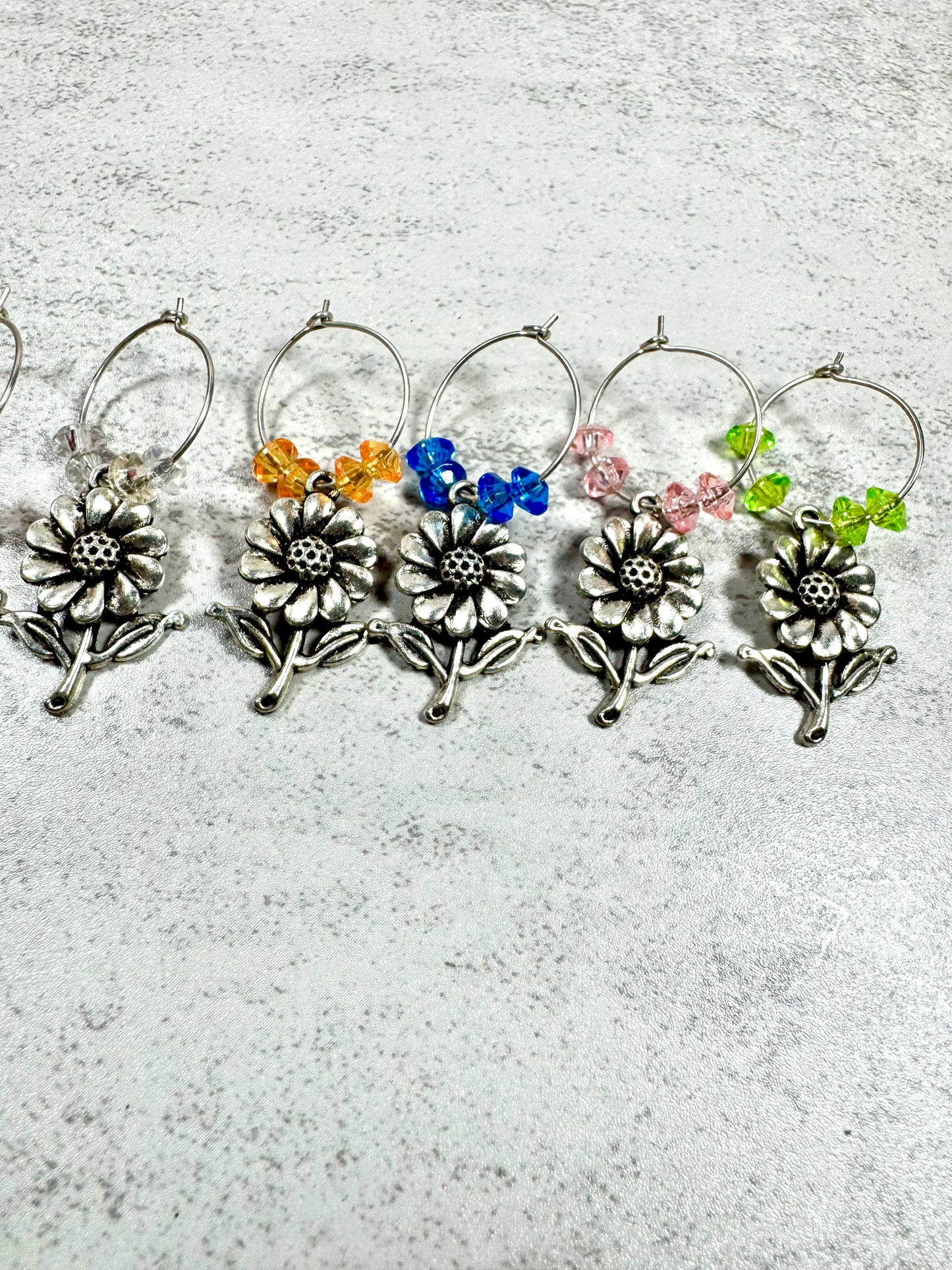 Sunflower Wine Glass Charms – Rustic Drink Markers for Parties, Weddings & Gifts