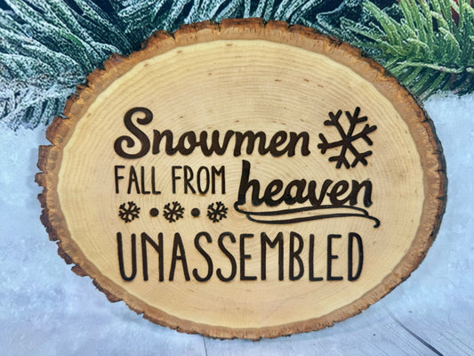 Snowman Fall From Heaven Unassembled Live Edge Wood Signn