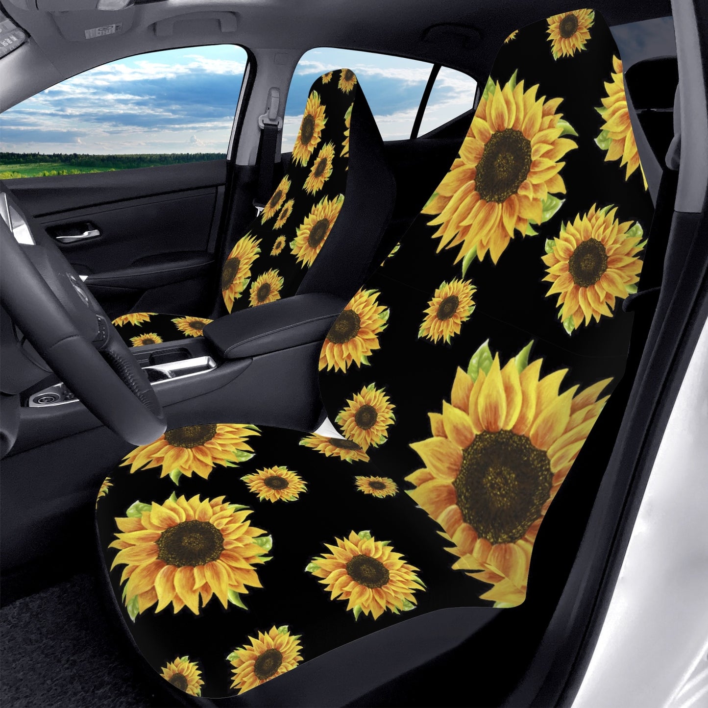 Sunflower Microfiber Car Seat Covers - 2Pcs
