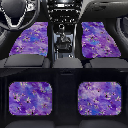 Purple Sunflower Car Floor Mats - 4Pcs