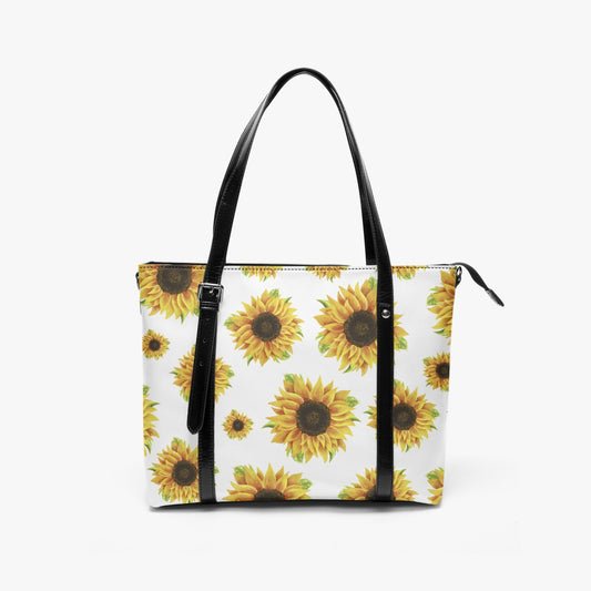White Sunflower Stripe-around Tote Bag
