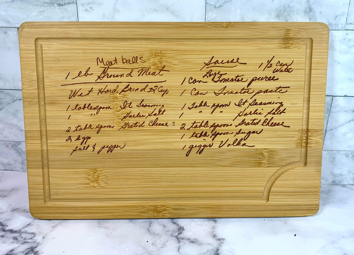 Tabla de cortar para recetas escritas a mano