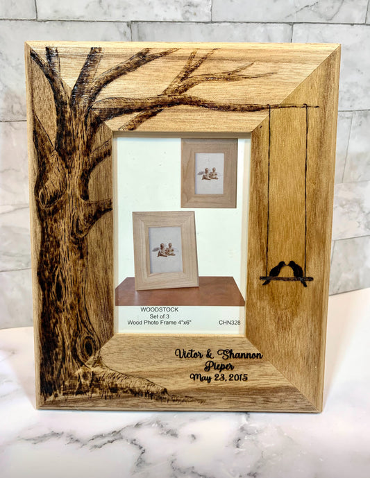 Tree With Love Birds Picture Frame Wood Burning Class