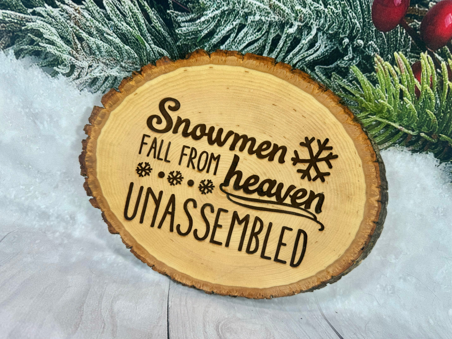 Snowman Fall From Heaven Unassembled Live Edge Wood Signn