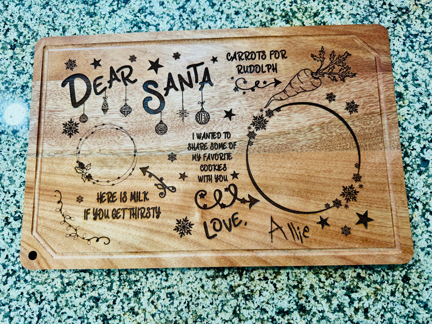 Dear Santa Cutting Board Wood Burning Class