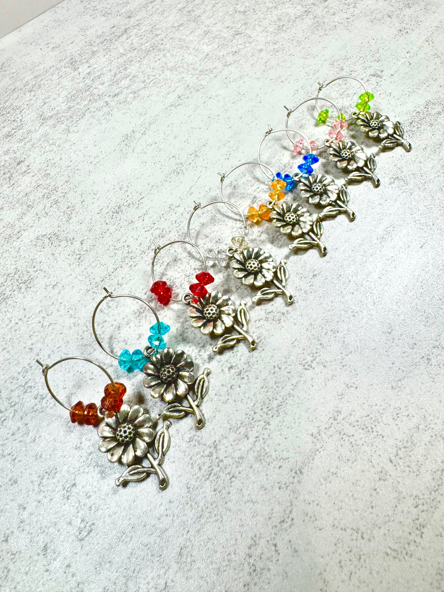 Sunflower Wine Glass Charms – Rustic Drink Markers for Parties, Weddings & Gifts