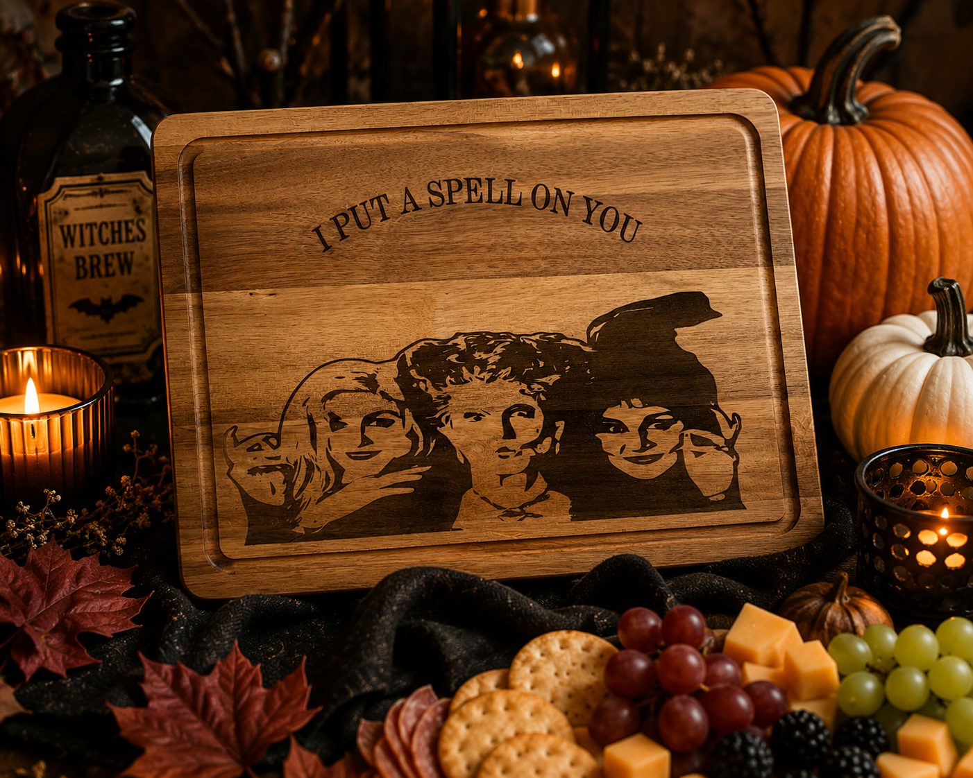 Hocus Pocus Cutting Board – Halloween Kitchen Decor & Witchy Charcuterie Board