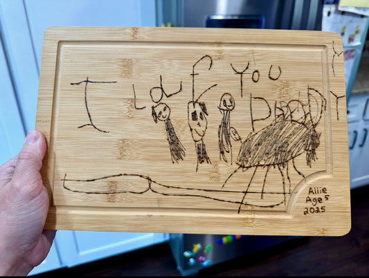 Father’s Day Keepsake: Kids’ Drawing Cutting Board Class Wood Burning Class