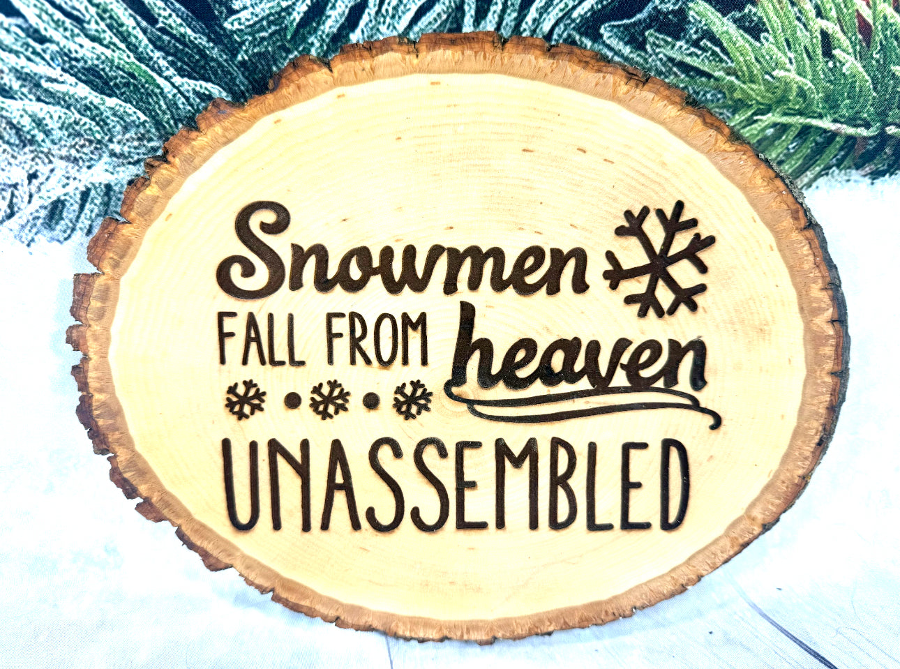 Snowmen Fall From Heaven Unassembled  Live Edge Wood Sign