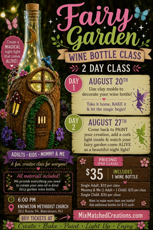 🧚‍♀️✨Fairy Garden Wine Bottle Night Light Class | 2-Day DIY Workshop ✨🍷 August 20th & 27th