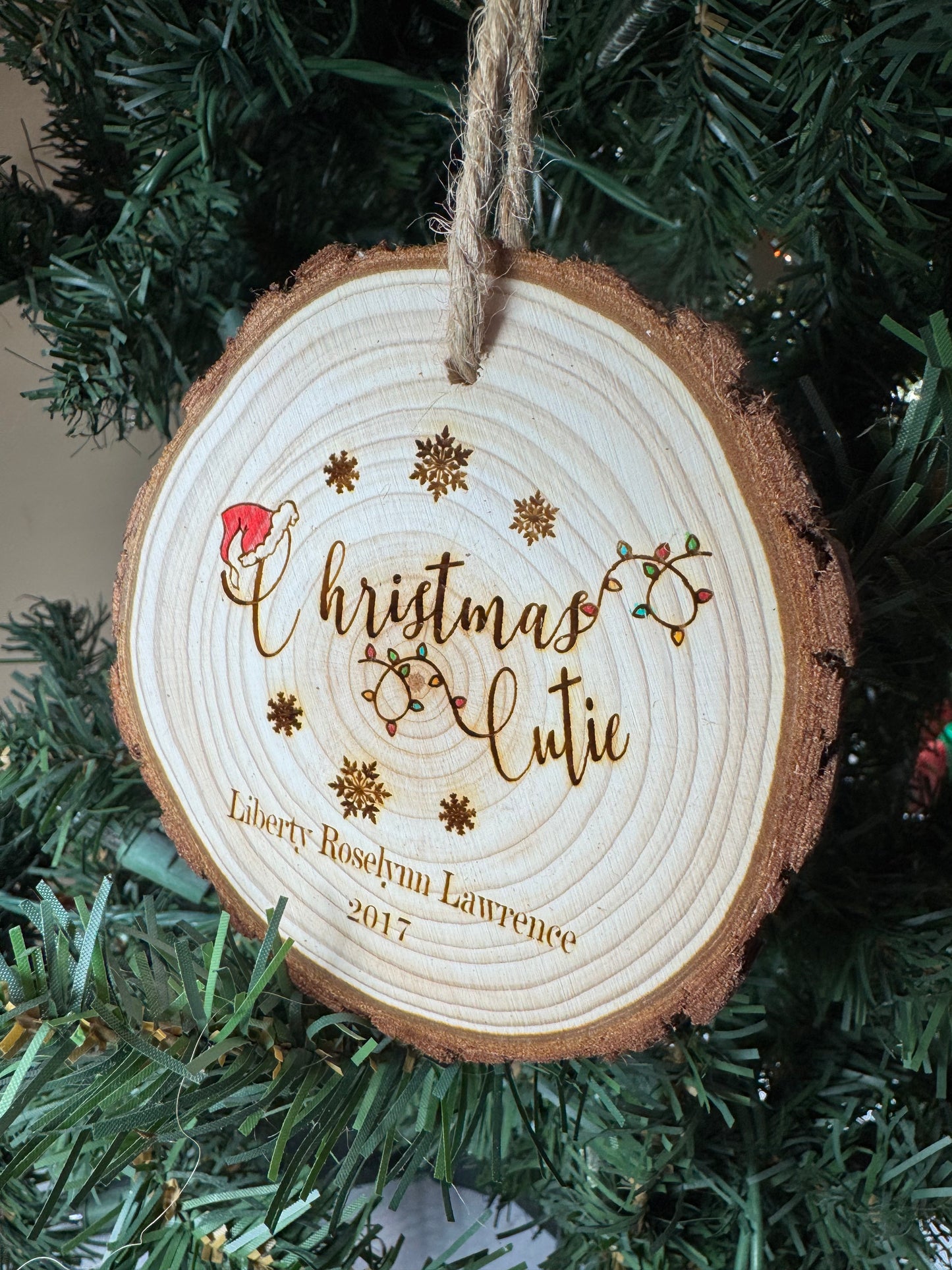 Personalized Christmas Cutie Ornament Live Edge