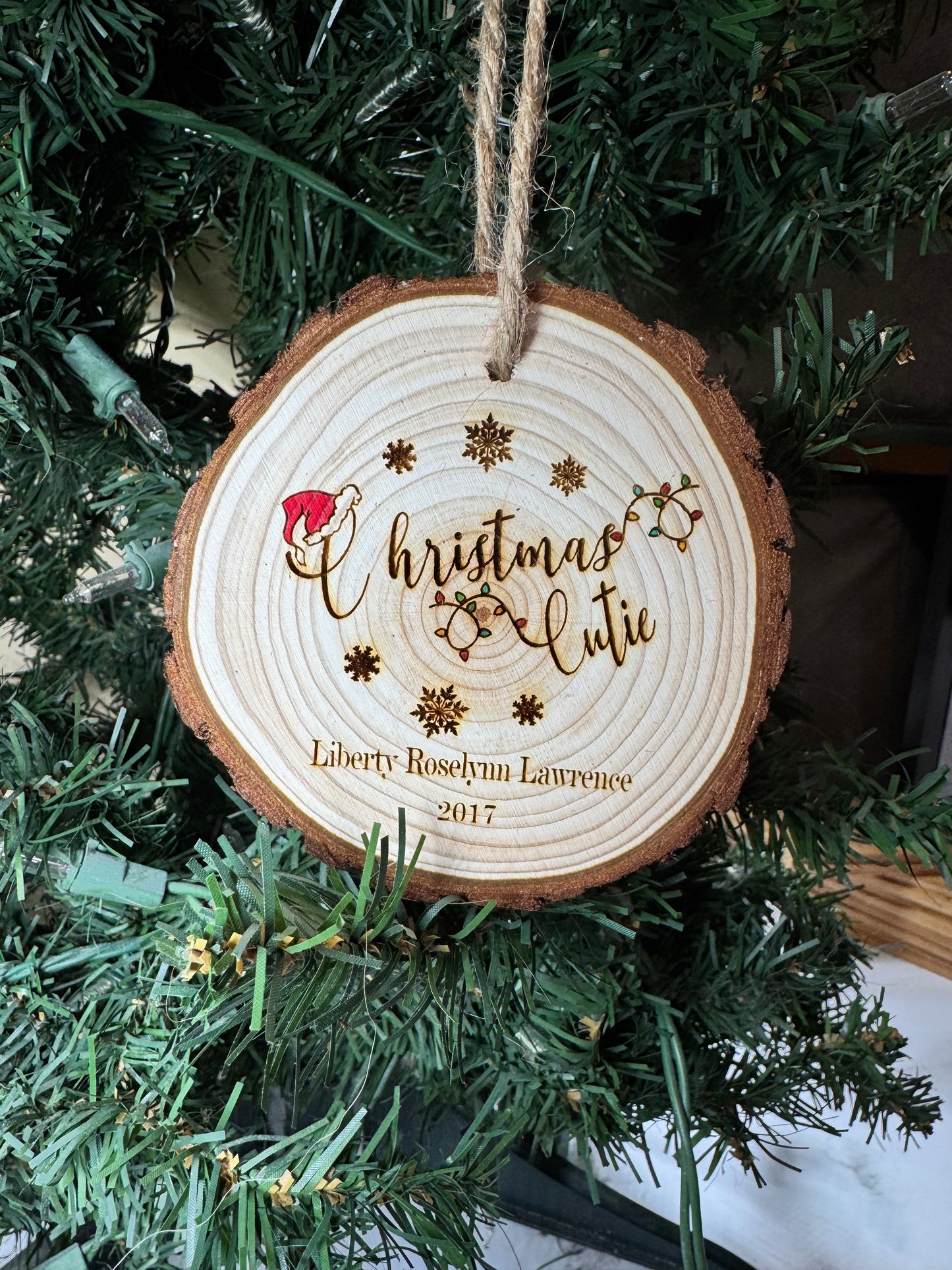 Personalized Christmas Cutie Ornament Live Edge
