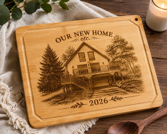 Custom House Cutting Board from Photo – Personalized Housewarming & New Home Gift