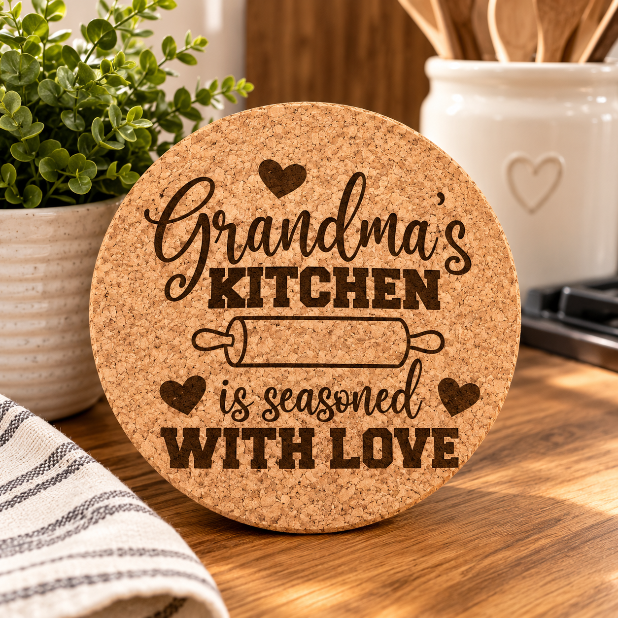 Salvavajillas de corcho La cocina de la abuela está sazonada con amor