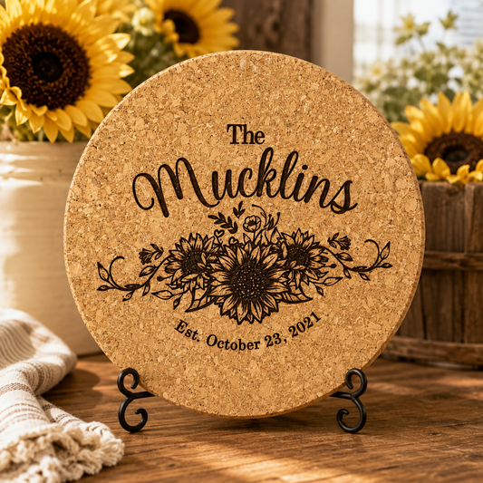 Salvabolsillos de corcho de girasol personalizado para boda