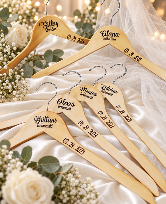 Personalized Bridesmaid HangersWedding Hanger - Wooden EngravedHanger - Bridal Dress Hanger - Bridesmaid Gifts