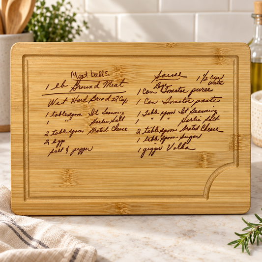 Hand Written Recipe Cutting Board
